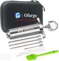 Stainless Steel Meat Injector Syringe with 4 Marinade Needles and Travel Case for BBQ Grill Smoker, gifts for men dad husband in Thanksgiving Christmas day
