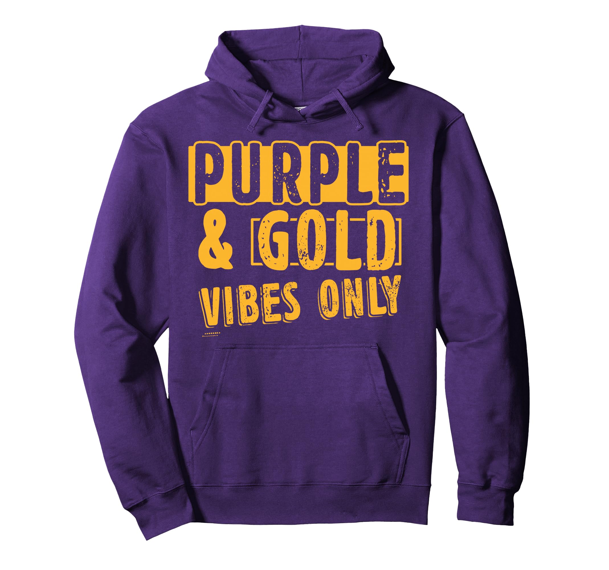 Purple And Gold Vibes Only Sports Fan Hoodie - Trendy Graphic Men Women