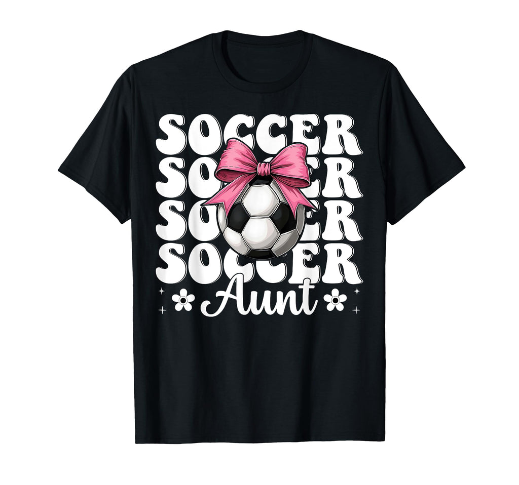 Soccer Aunt Soccer Auntie Coquette Bow T-Shirt - Aesthetic Graphic Unisex