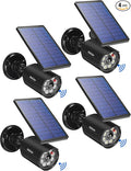 Solar Motion Lights Outdoor IP67 Waterproof Security Flood Lights 1800LM 3600mAh for Garage, Driveway, Path, Patio, Front Door, Landscape 4 Pack