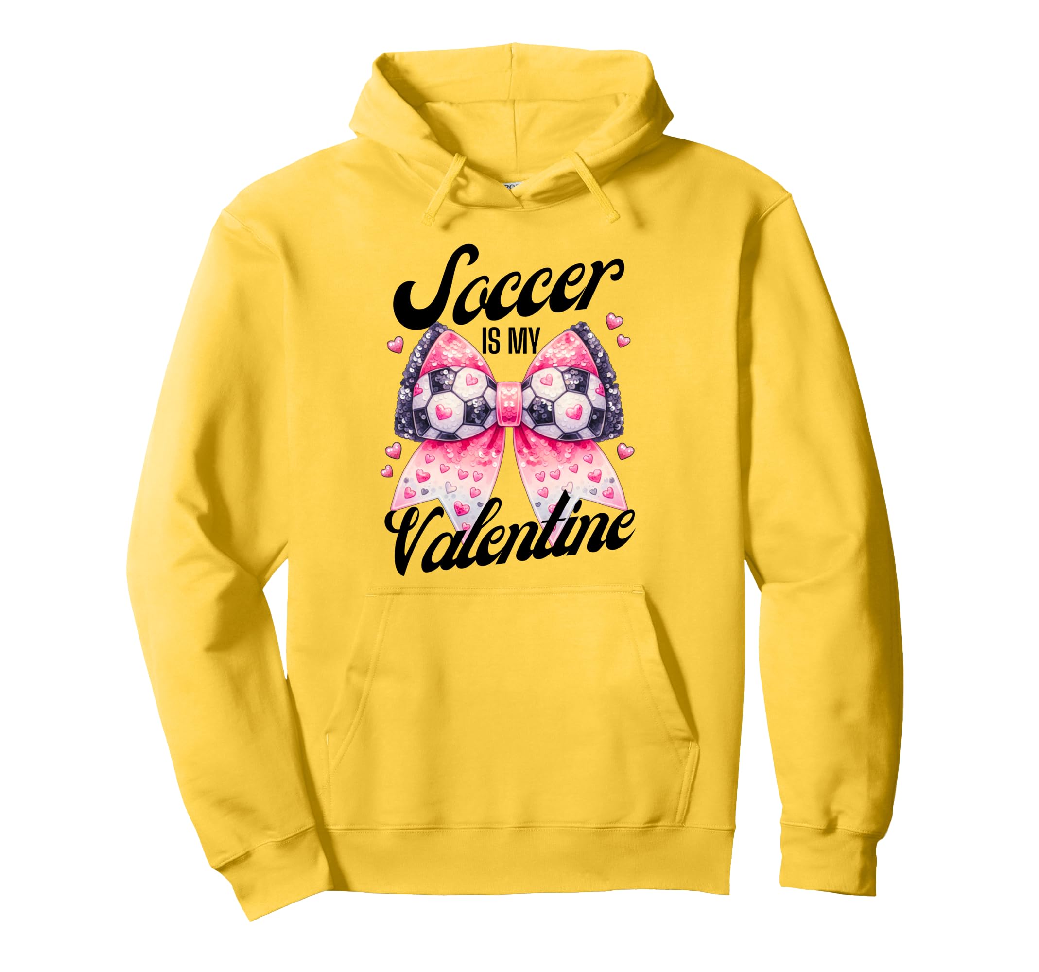 Soccer Is My Valentine Coquette Bow Hoodie - Graphic Print for Adults