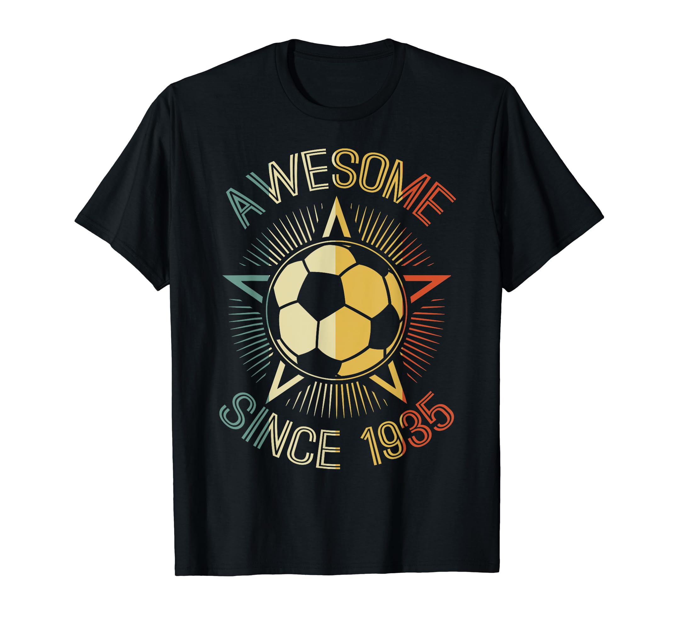 Awesome Since 1935 Soccer Birthday Team Bday T-Shirt - Graphic Print Unisex