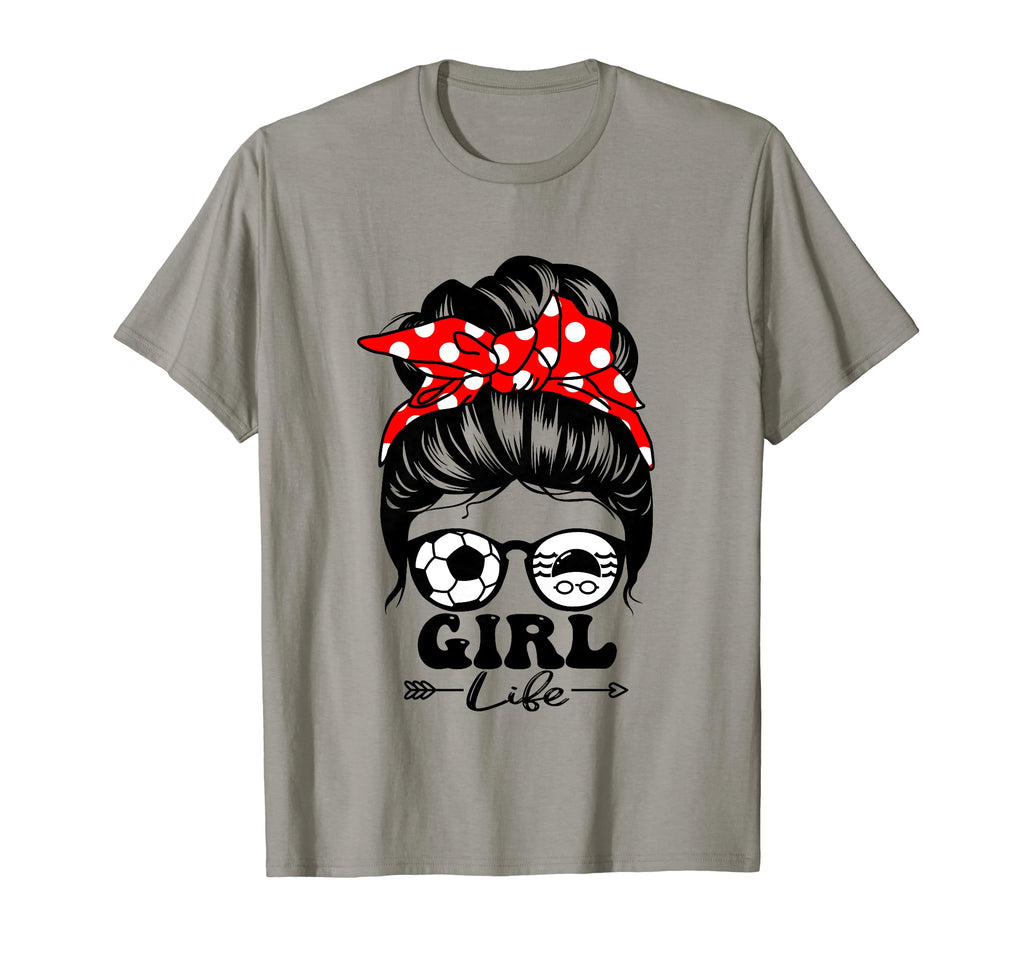 Life Messy Bun Hair Funny Swim T-Shirt - Minimalist Print for Adults