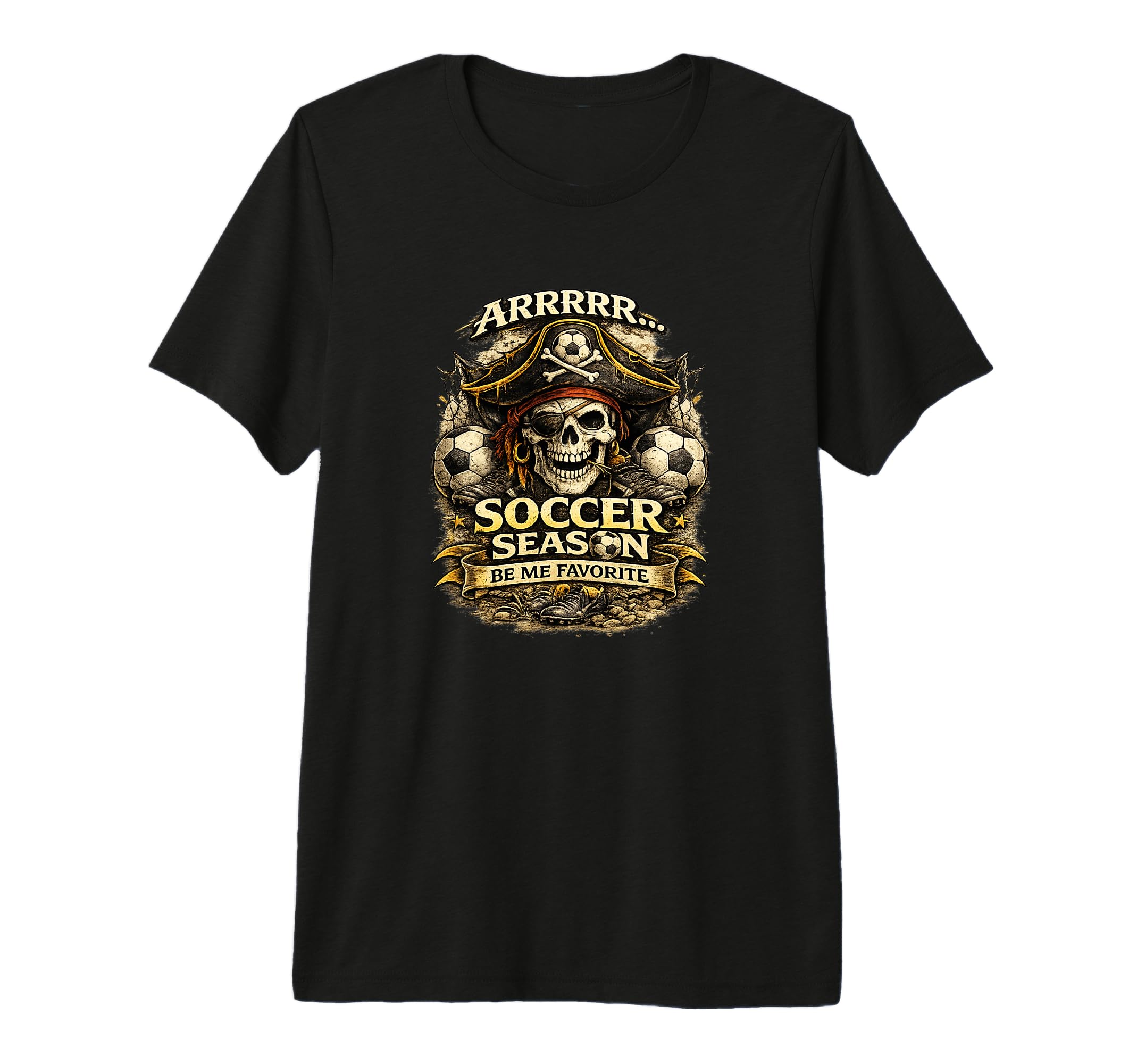 Funny Soccer Season Themed Pirate Tri T-Shirt - Fun Novelty Design Unisex