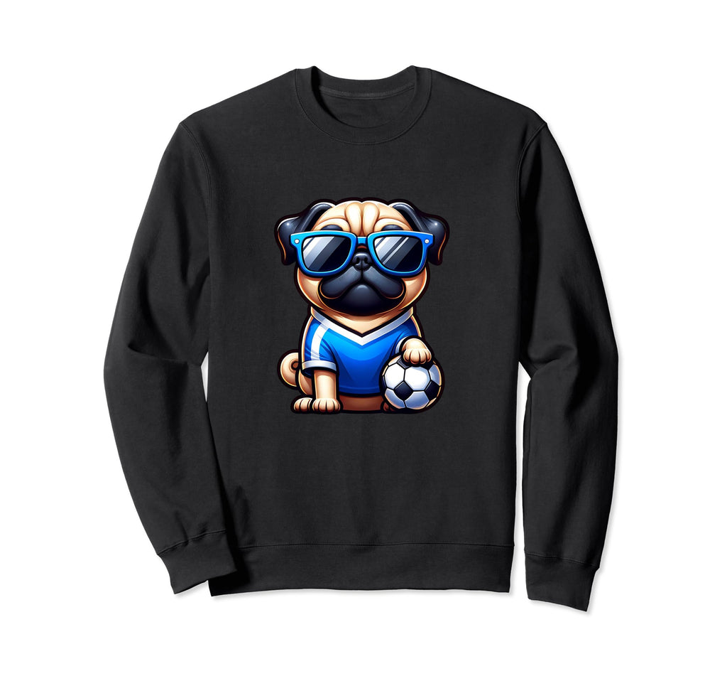 Pug Soccer Player Dog Champion Sweatshirt - Casual Everyday Wear Men Women