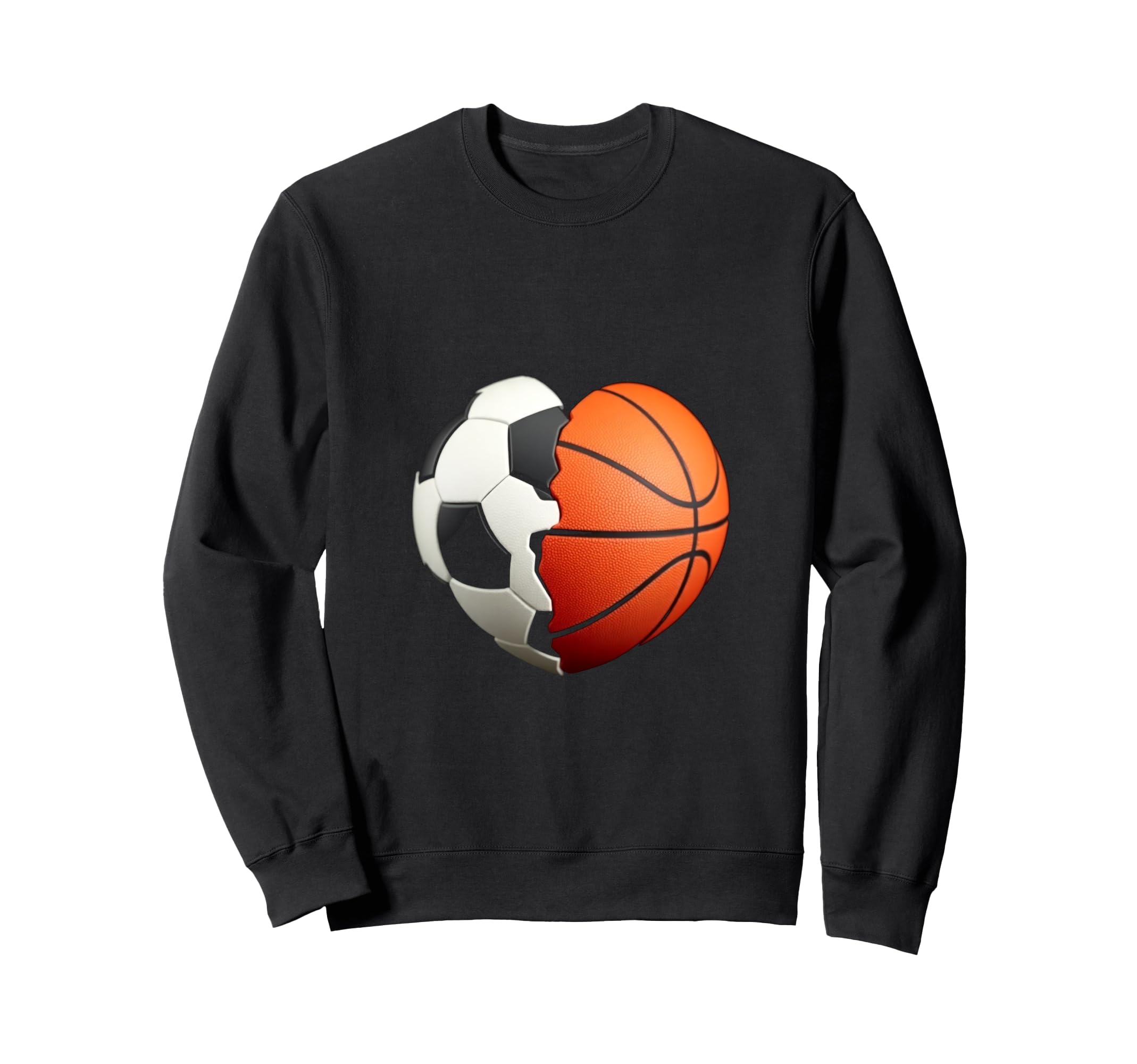 Split Heart Soccer Basketball Sweatshirt - Custom Art Print Unisex