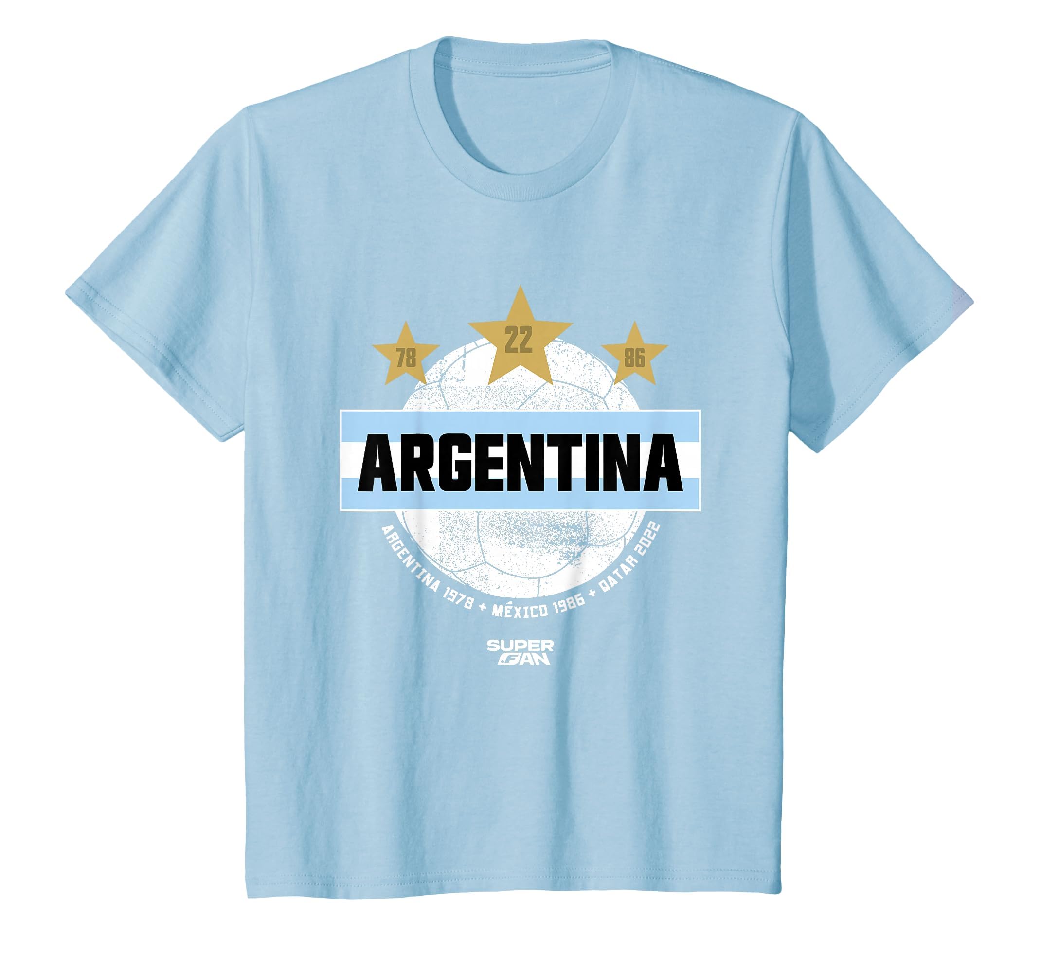 Superfan Argentina Champions Stars T-Shirt - Graphic Print for Adults