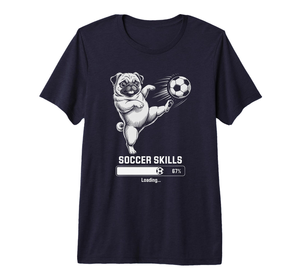 Kawaii Pug Soccer Skills Loading Dog T-Shirt - Graphic Print for Adults