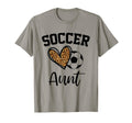 Soccer Aunt Leopard Heart Funny T-Shirt - Fun Novelty Design for Adults