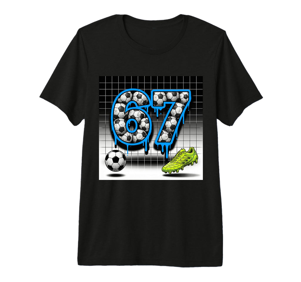 67 Soccer Ball Goalie Net Gloves T-Shirt - Casual Everyday Wear Unisex