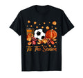 Tis Season Soccer Pumpkin Autumn T-Shirt - Casual Everyday Wear Unisex