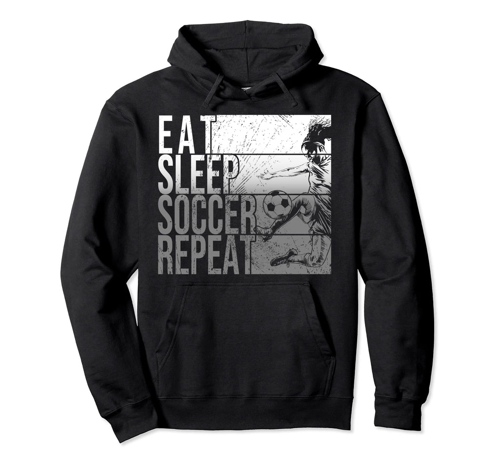 Eat Sleep Soccer Repeat Funny Footballer Hoodie - Graphic Print for Adults