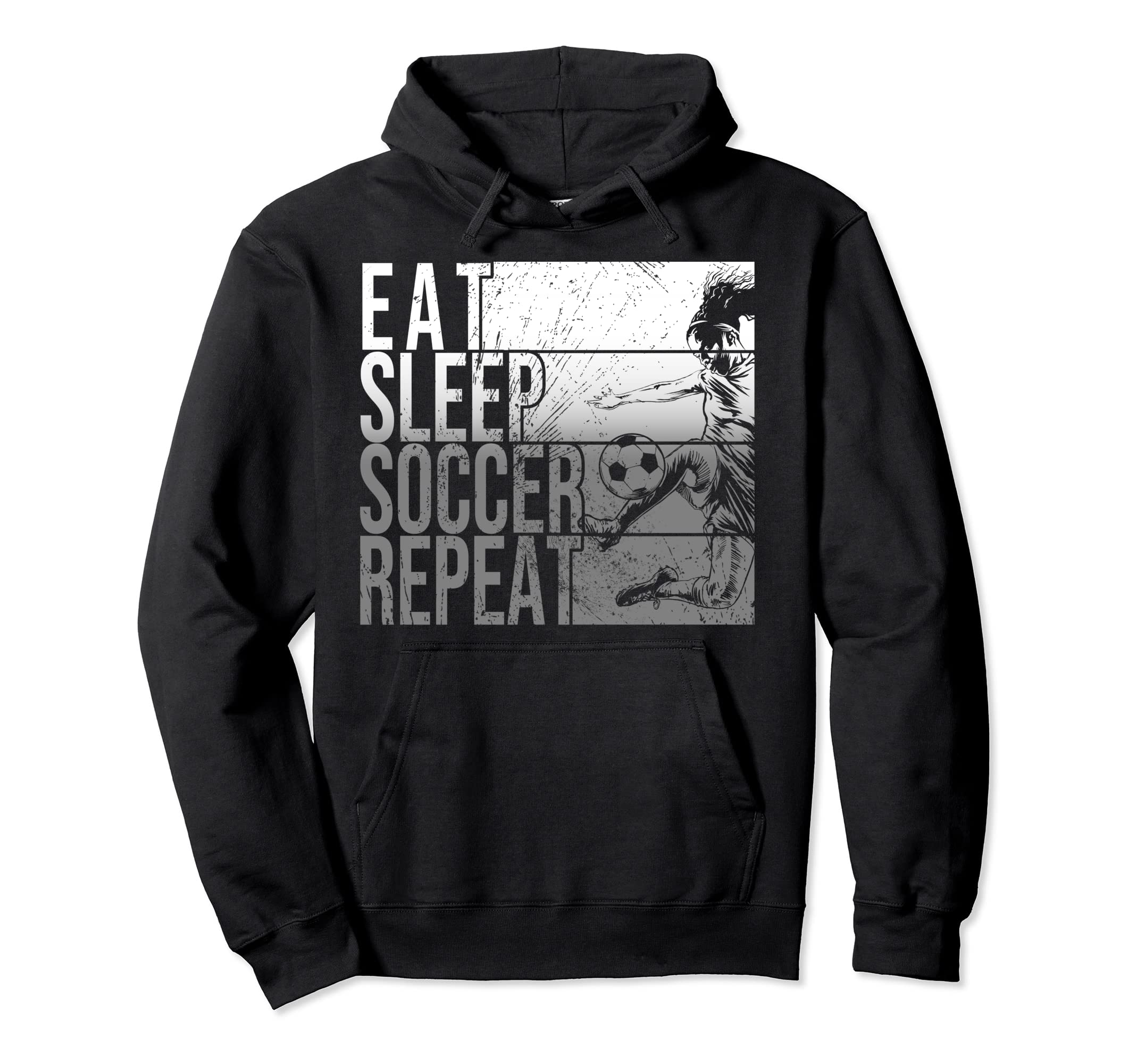 Eat Sleep Soccer Repeat Funny Footballer Hoodie - Graphic Print for Adults