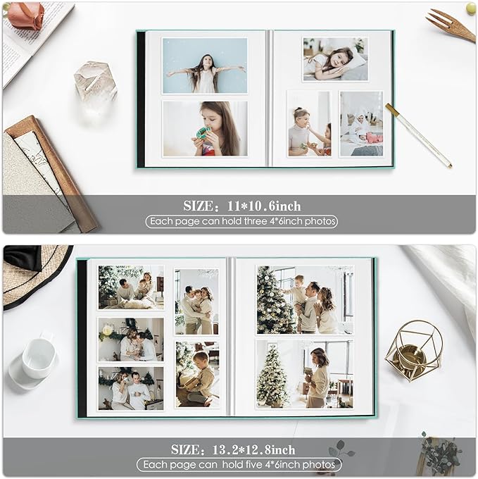 Spbapr Large Photo Album Self Adhesive 60 Pages Linen cover DIY Magnetic Scrapbook album with A Metal Pen Hold 3x5 4x6 5x7 6x8 8x10 Pictures Grey