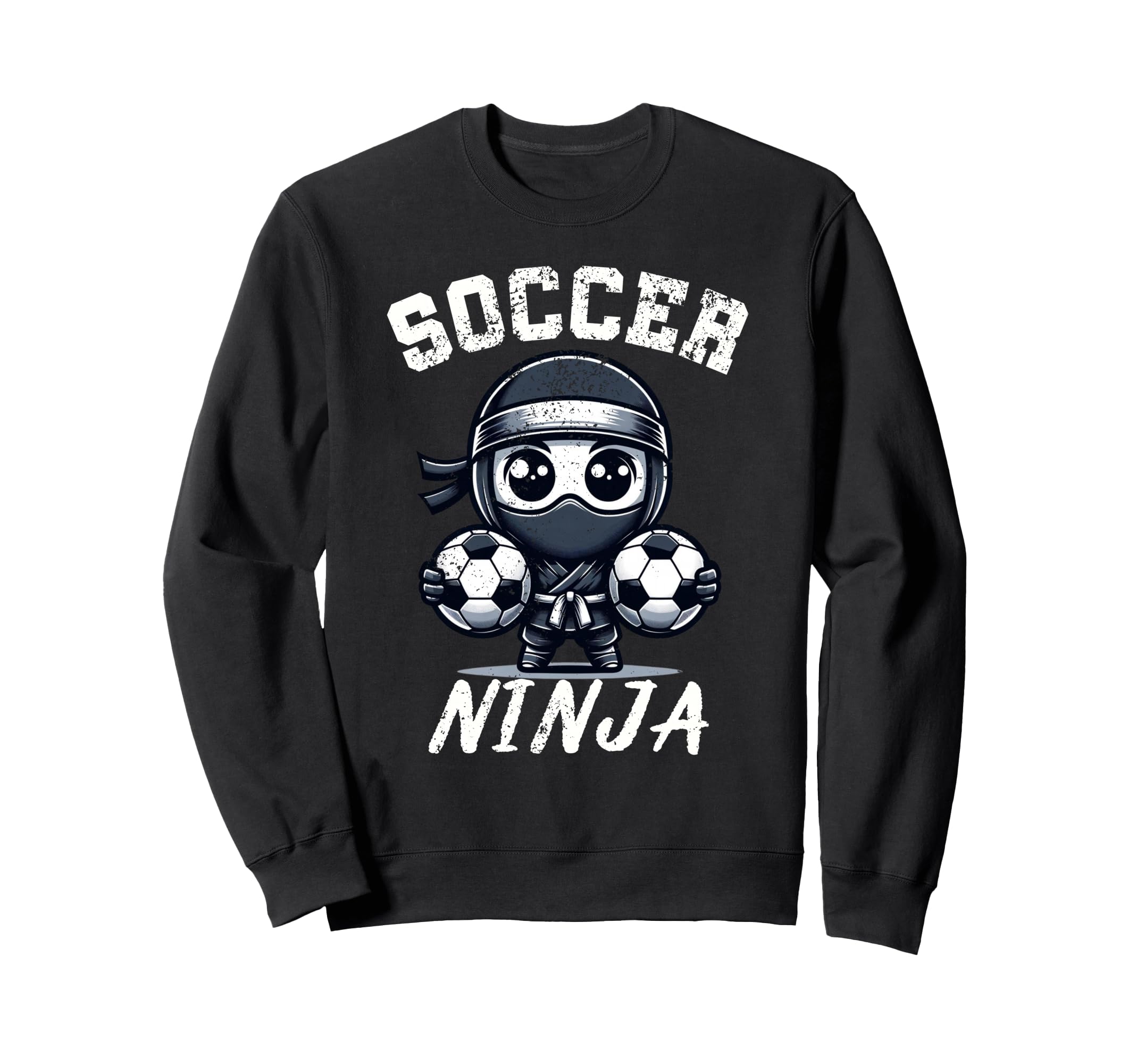 Funny Soccer Ninja Distressed Sweatshirt - Unique Graphic for Adults
