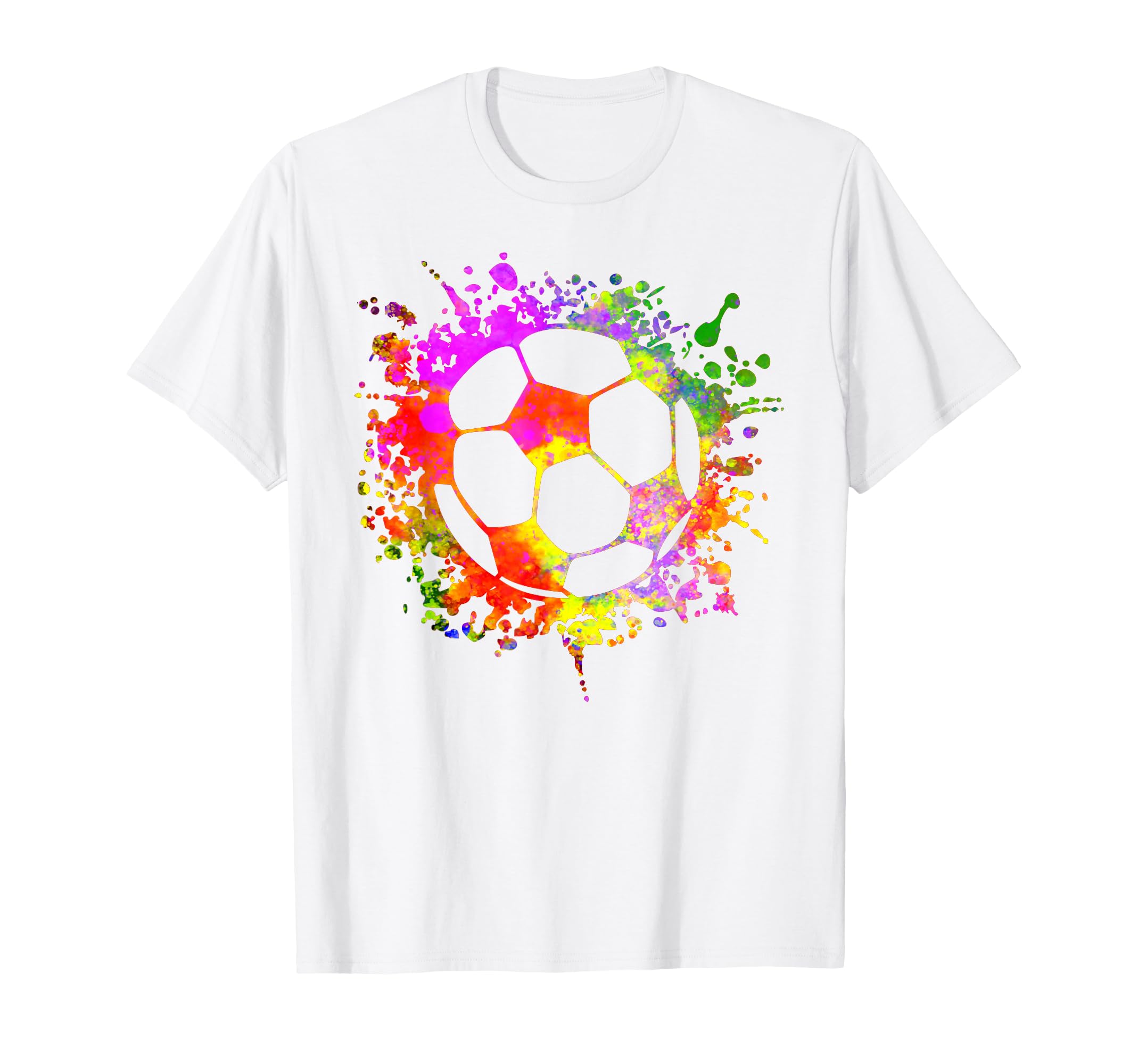 Soccer Ball Watercolor Paint Splashes T-Shirt - Trendy Graphic Unisex
