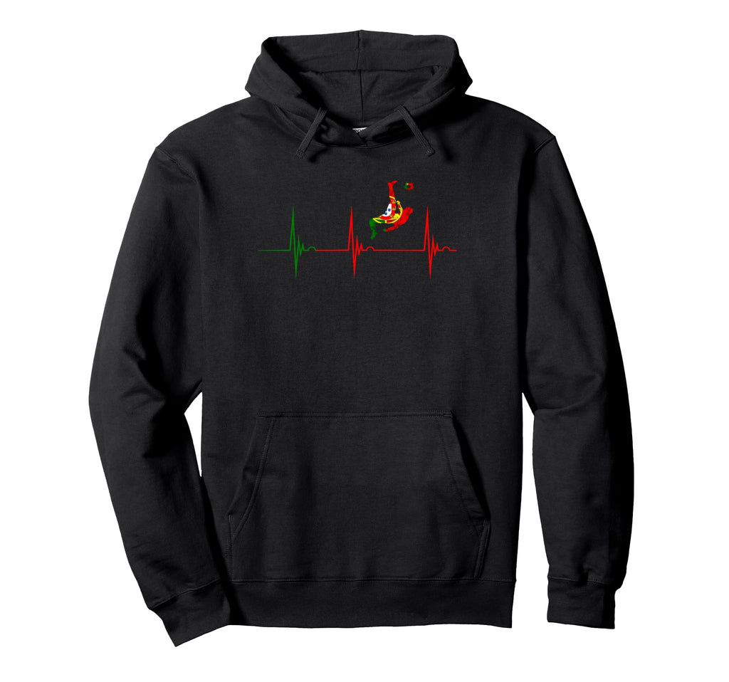 Heartbeat Ekg Pulse Portuguese Soccer Hoodie - Fun Novelty Design Unisex