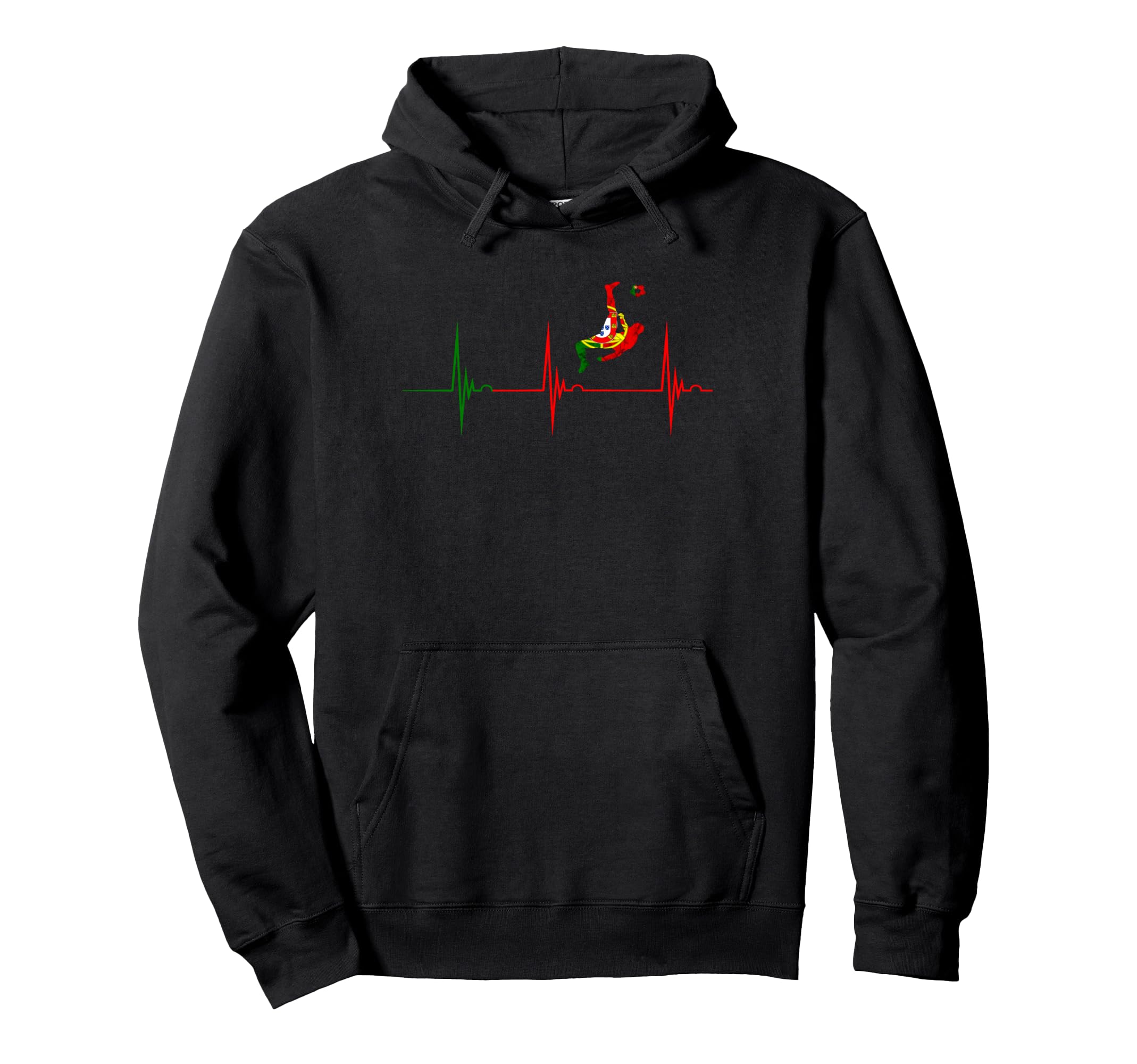 Heartbeat Ekg Pulse Portuguese Soccer Hoodie - Fun Novelty Design Unisex