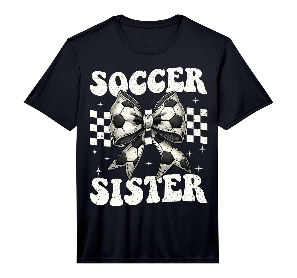 Soccer Sister Funny Coquette Bow Soccer T-Shirt - Graphic Print Men Women