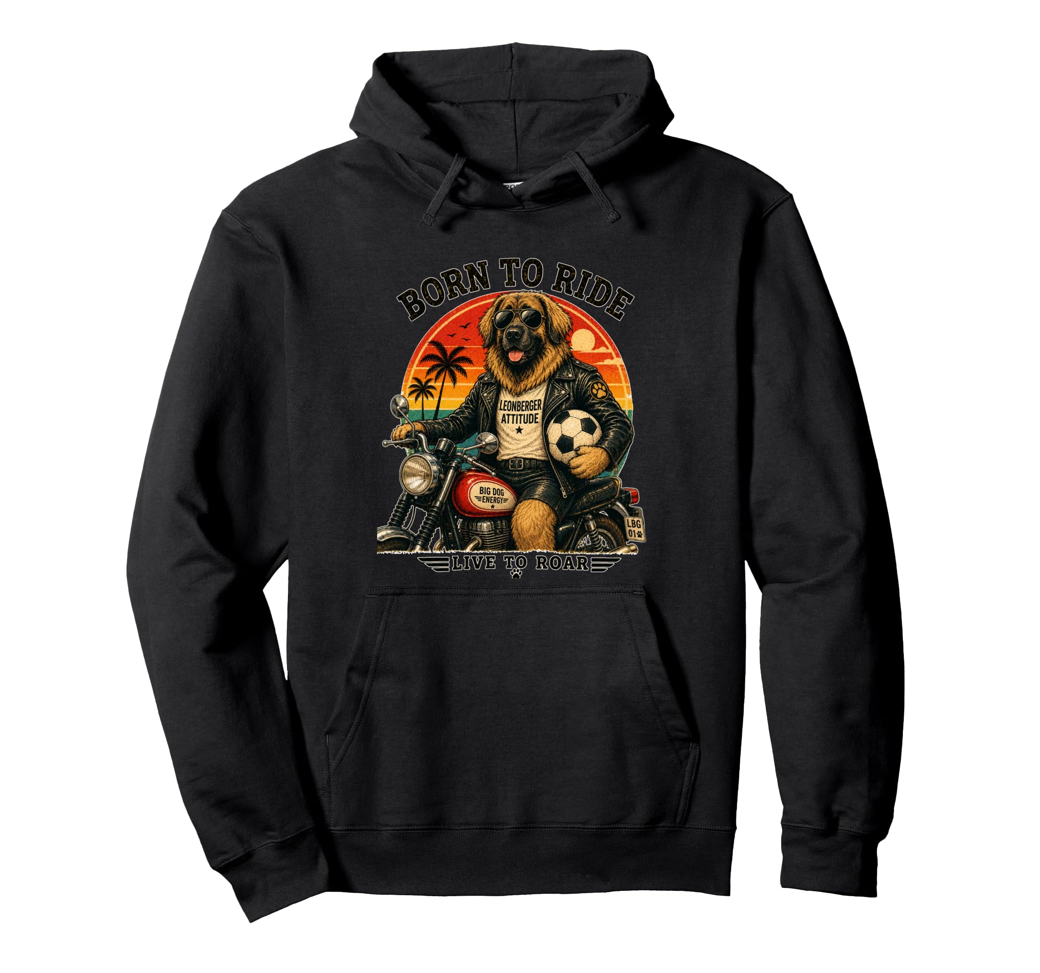 Leonberger Motorbike Love Footbal Hoodie - Streetwear Style Men Women
