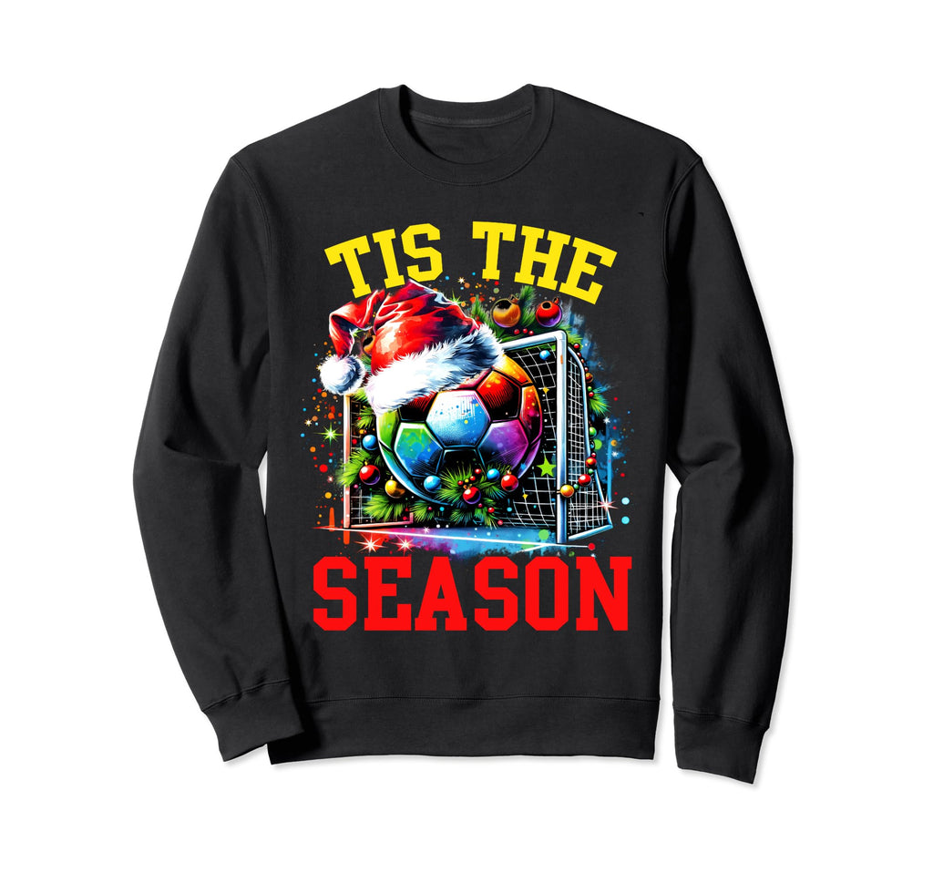 Tis Season Soccer Ball Santa Hat Sweatshirt - Streetwear Style Men Women