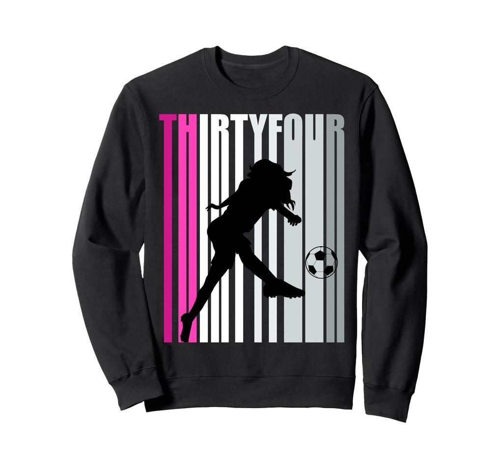 Womens 34Th Soccer Birthday Loves Sweatshirt - Minimalist Print for Adults