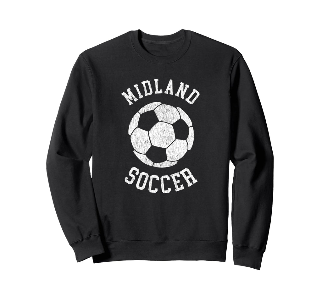 Midland Soccer Distressed 90S Sweatshirt - Novelty Apparel for Adults