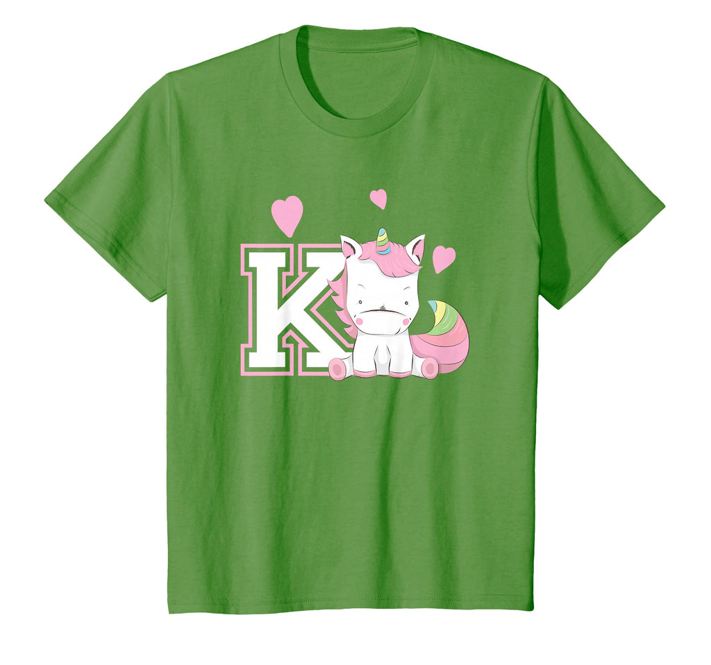 Letter K Monogram Unicorn Gift T-Shirt - Casual Everyday Wear Unisex