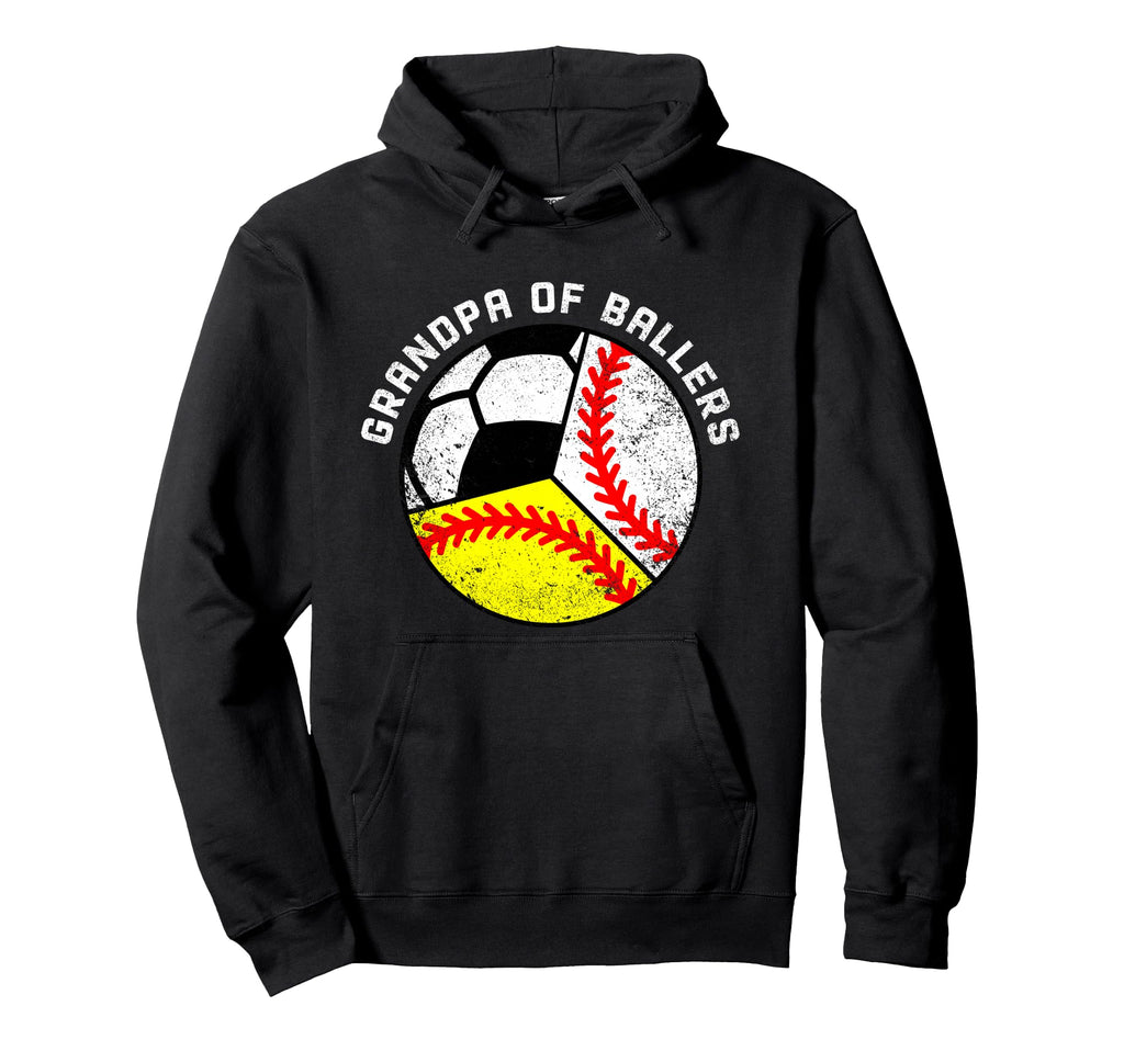 Grandpa Ballers Funny Baseball Softball Hoodie - Novelty Apparel Men Women