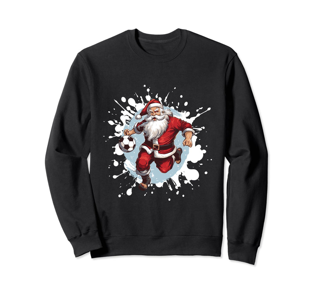 Santa Playing Soccer Funny Chrismtas Sweatshirt - Unique Graphic for Adults