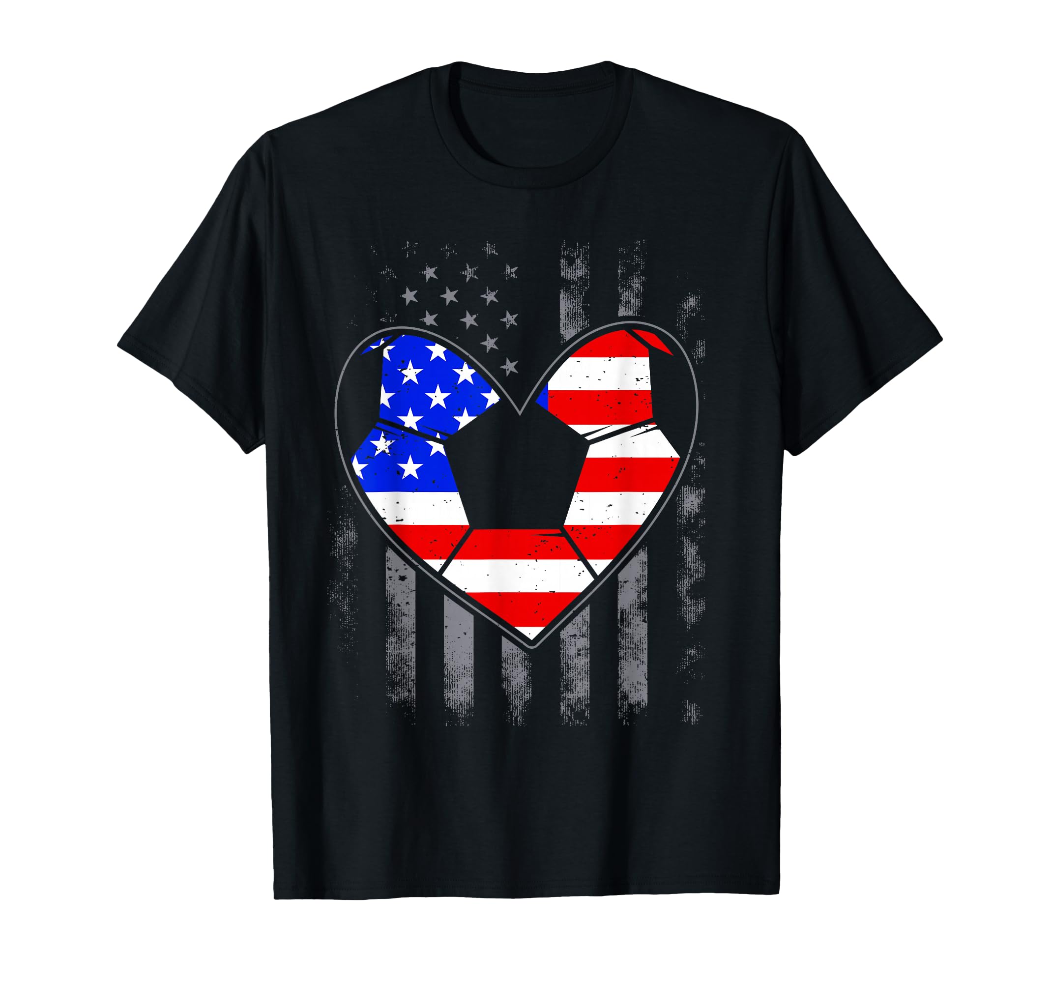 Soccer Heart Us American Flag Sports T-Shirt - Streetwear Style for Adults