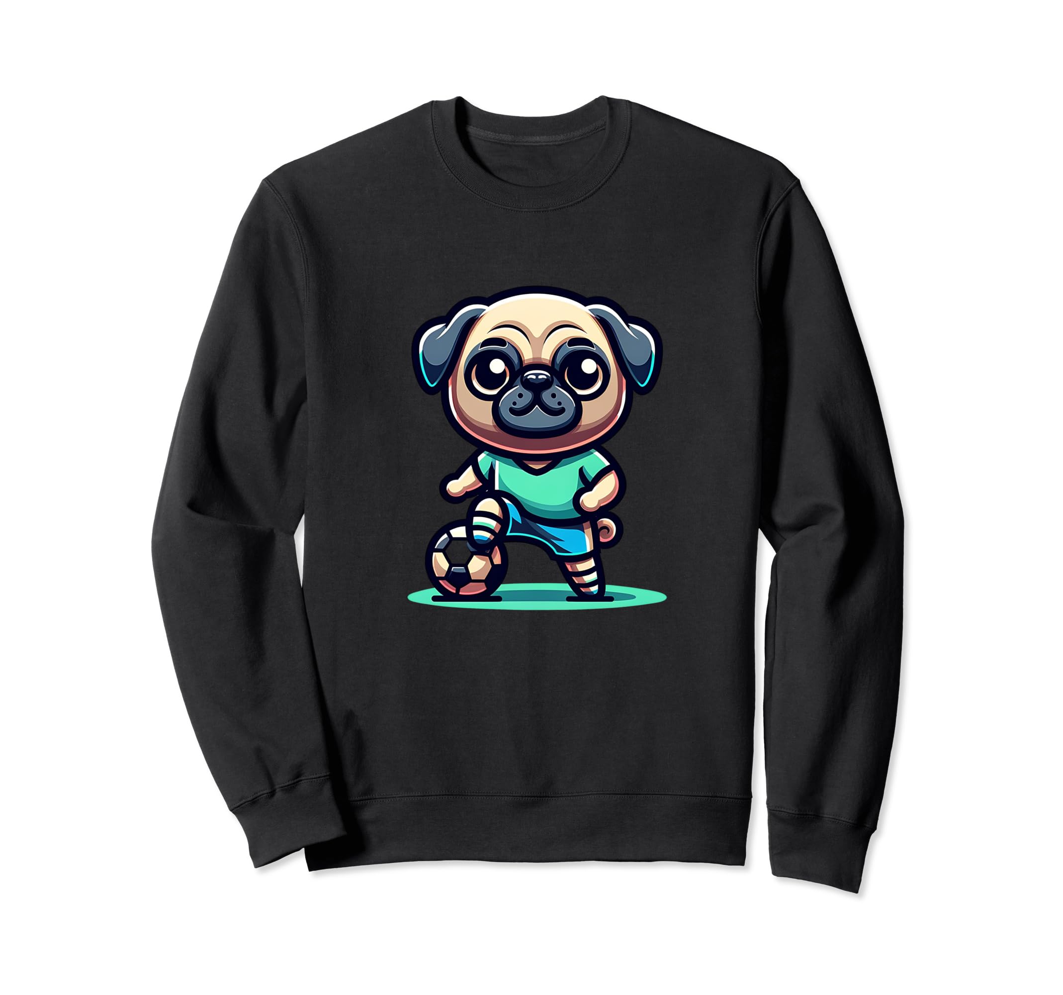 Pug Dog Soccer Player Ball Champion Sweatshirt - Unique Graphic for Adults