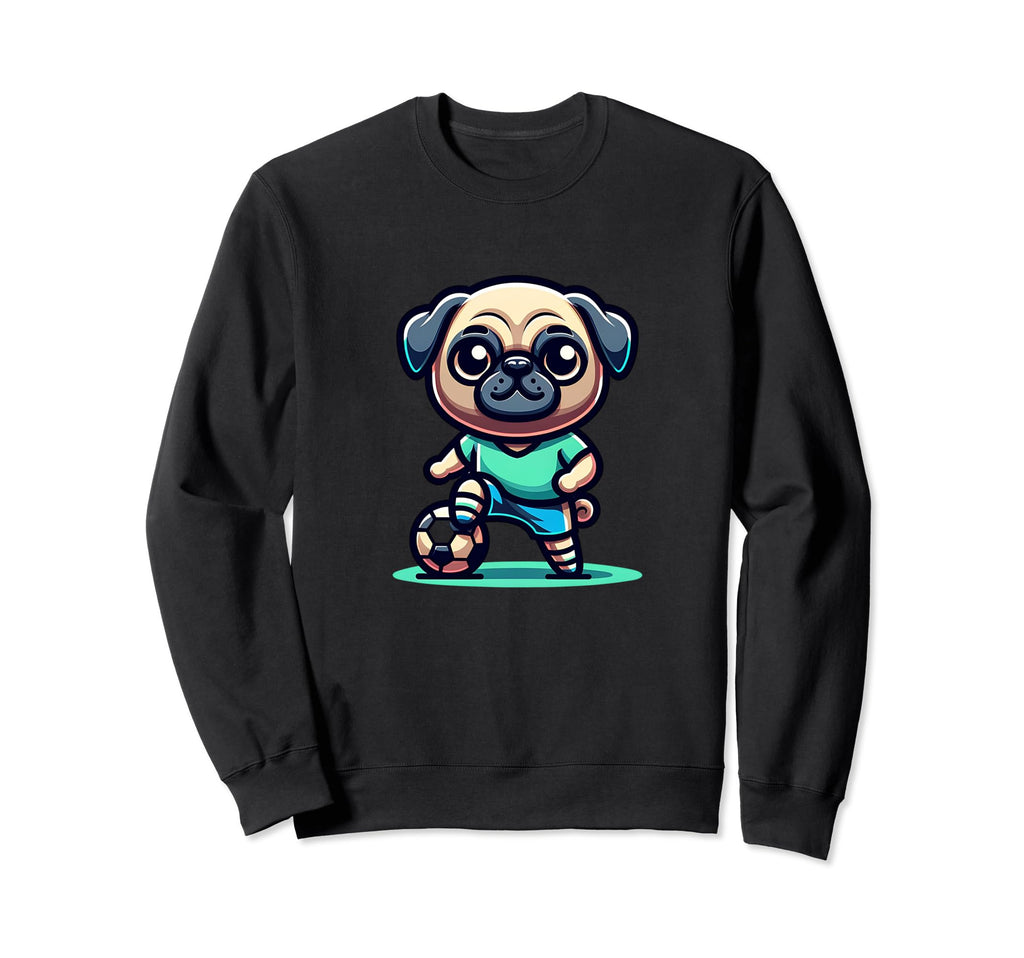 Pug Dog Soccer Player Ball Champion Sweatshirt - Streetwear Style Unisex