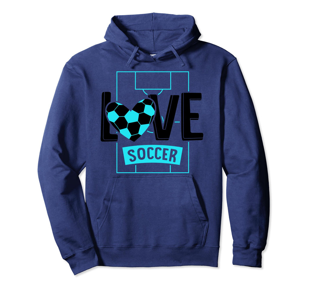 Love Soccer Funny Hearty Soccer Field Hoodie - Graphic Print Men Women