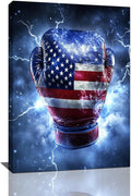 Sports Boxing Wall Art Canvas American Flag Wall Decor Prints Framed Painting Pictures Gifts Artwork for Bathroom Living Dining Room 16"x24"