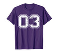Number 03 Varsity Distressed Sports Team T-Shirt - Novelty Apparel Unisex