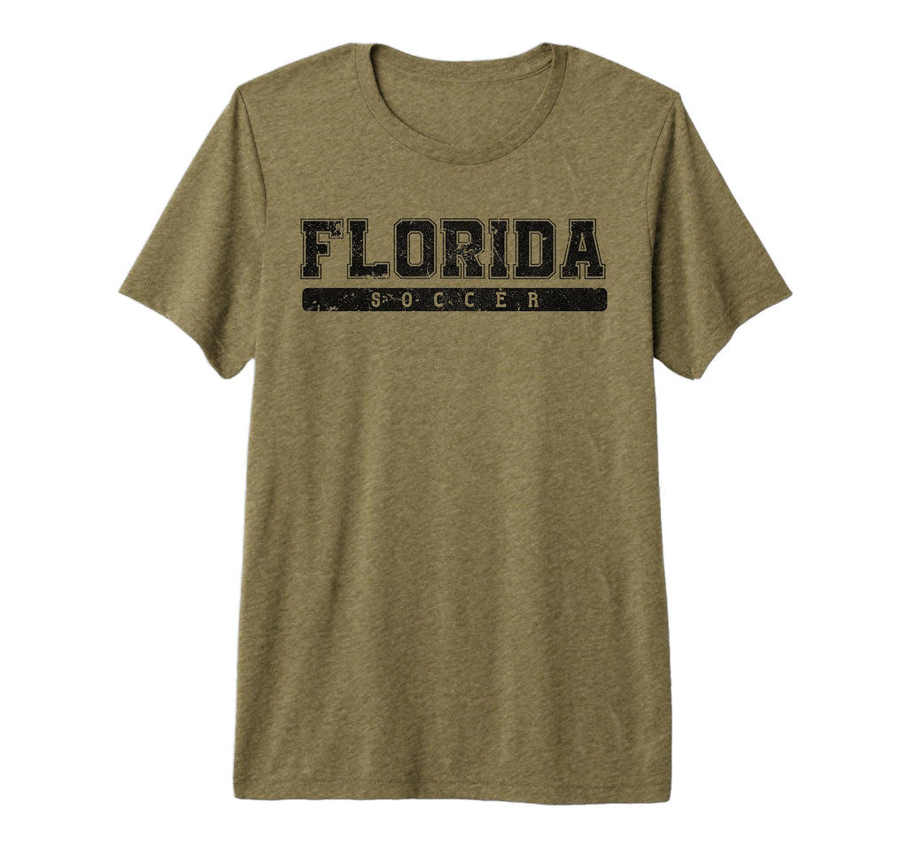 Florida Soccer Black Text Tri Blend T-Shirt - Unique Graphic for Adults