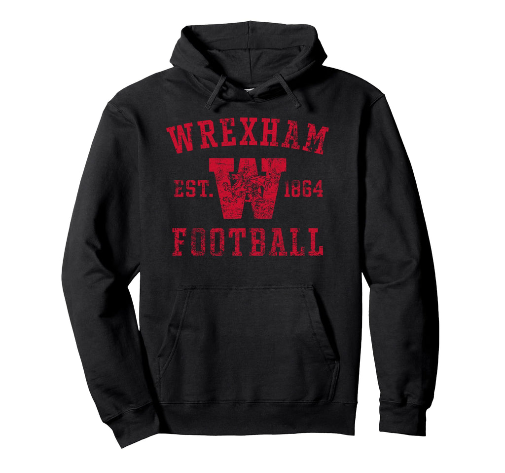 Wrexham Football Collegiate Distressed Hoodie - Aesthetic Graphic Men Women