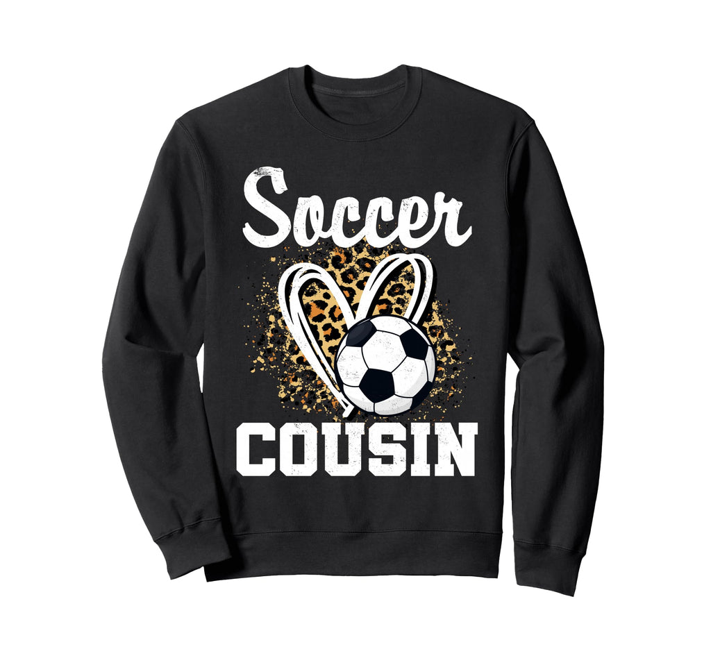 Soccer Cousin Leopard Heart Soccer Fan Hoodie - Custom Art Print for Adults