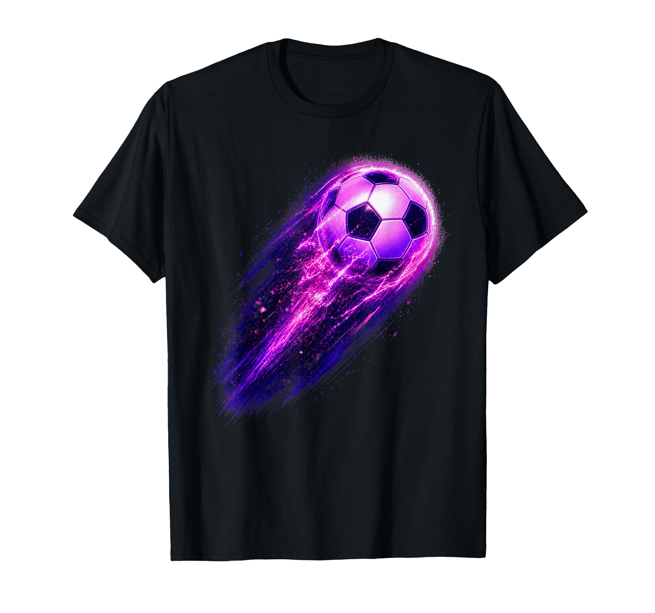 Retrowave Soccer Ball Futuristic T-Shirt - Casual Everyday Wear Unisex