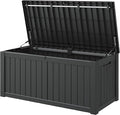 NUNU LAB Outdoor Storage Box,120 Gallon Deck Box,Resin Waterproof Outside Storage Bench,Outdoor Storage Cabinet With Lockable Lid,Backyard Deck Box For Garden Tools,Patio Cushions,Pool Accessories