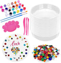 Concrete Stepping Stone Molds,Cement Molds Perfect for Creating Stepping Stones & Garden Markers, Include 300g Mosaic Tiles,Carving Tools and 12 Colors of Acrylic Paint, 10" diam (20pcs)