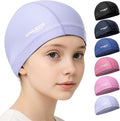 COOLMATE Fabric Swim Cap for Adult Women Men Kid 3 4 6 8 14 16, Silicone Water Resistant Layer, Cloth Swim Cap Gifts for Swimmers, Lightweight for Pool, Lap Swimming (1 pc)