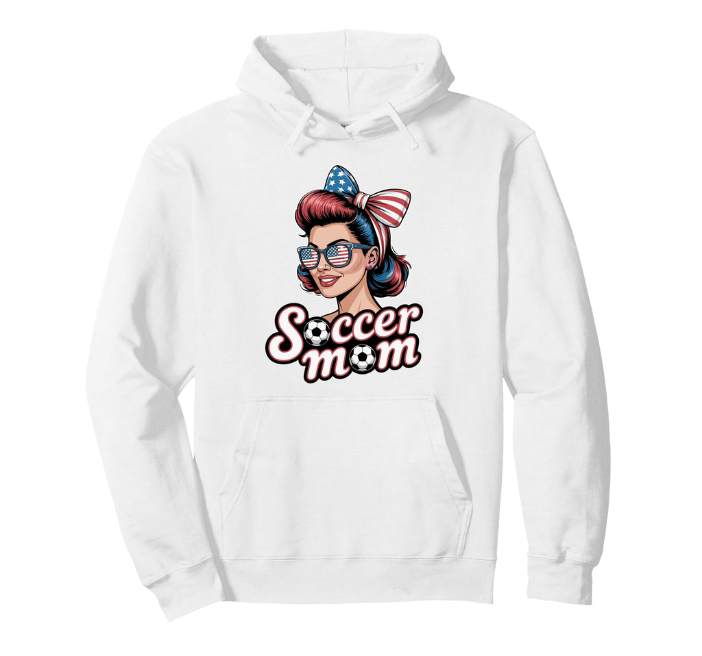 Patriotic Soccer Mom American Flag Hoodie - Minimalist Print Men Women