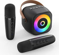 Mini Karaoke Machine, Portable Bluetooth Karaoke Speaker with 2 Wireless Mics for Kids and Adults, Birthday Gifts for Girls and Boys 3-12+ Years Old Birthday Party Home Black