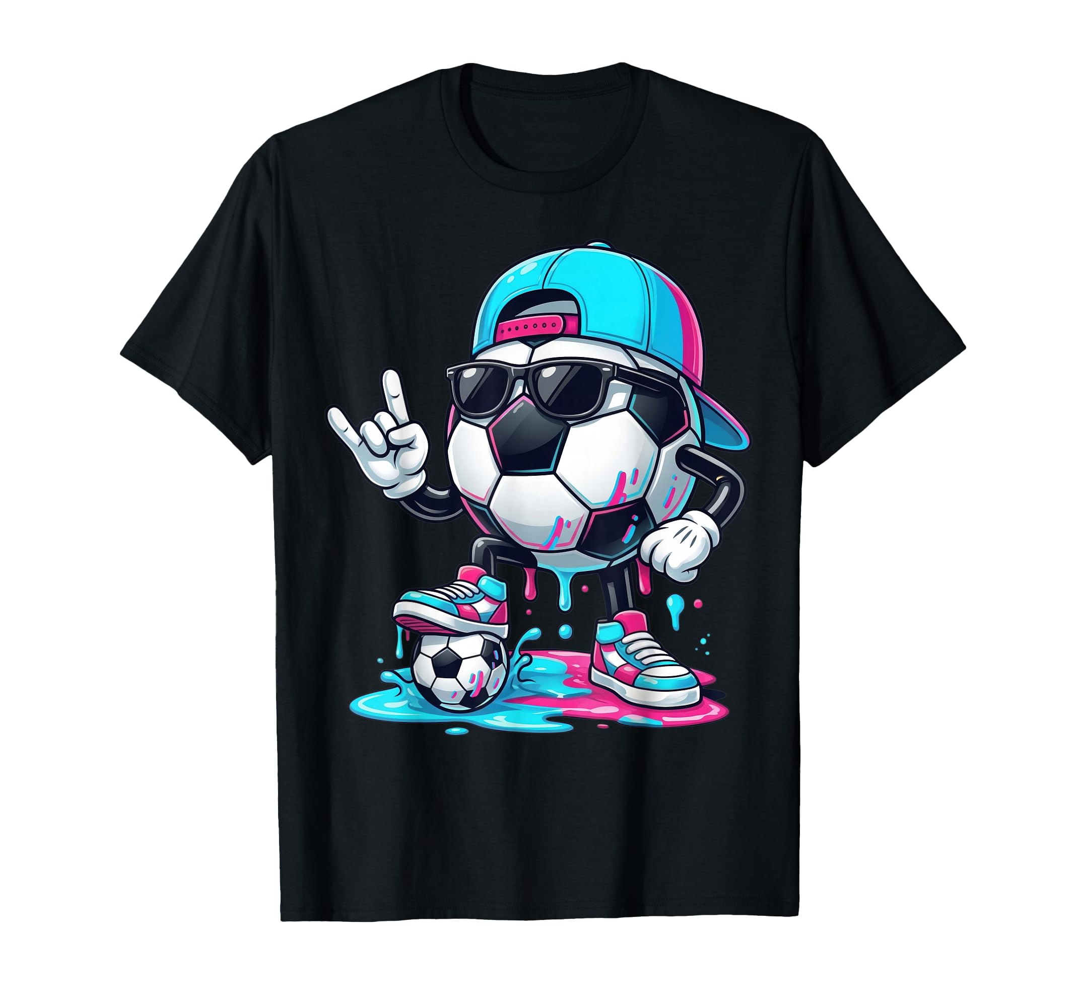 Soccer Drip Ice Cream Drip Funny T-Shirt - Fun Novelty Design Men Women