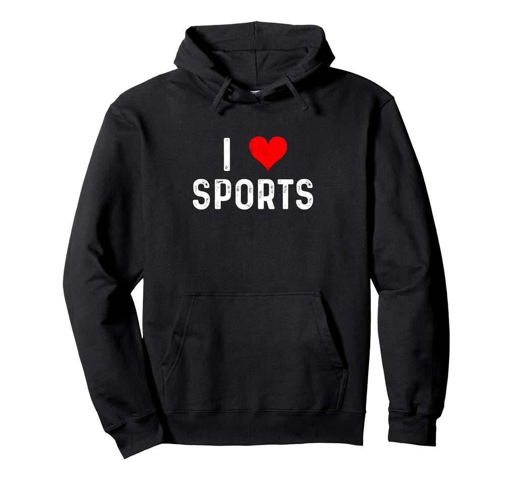 I Love Sports Heart Baseball Hoodie - Minimalist Print Men Women