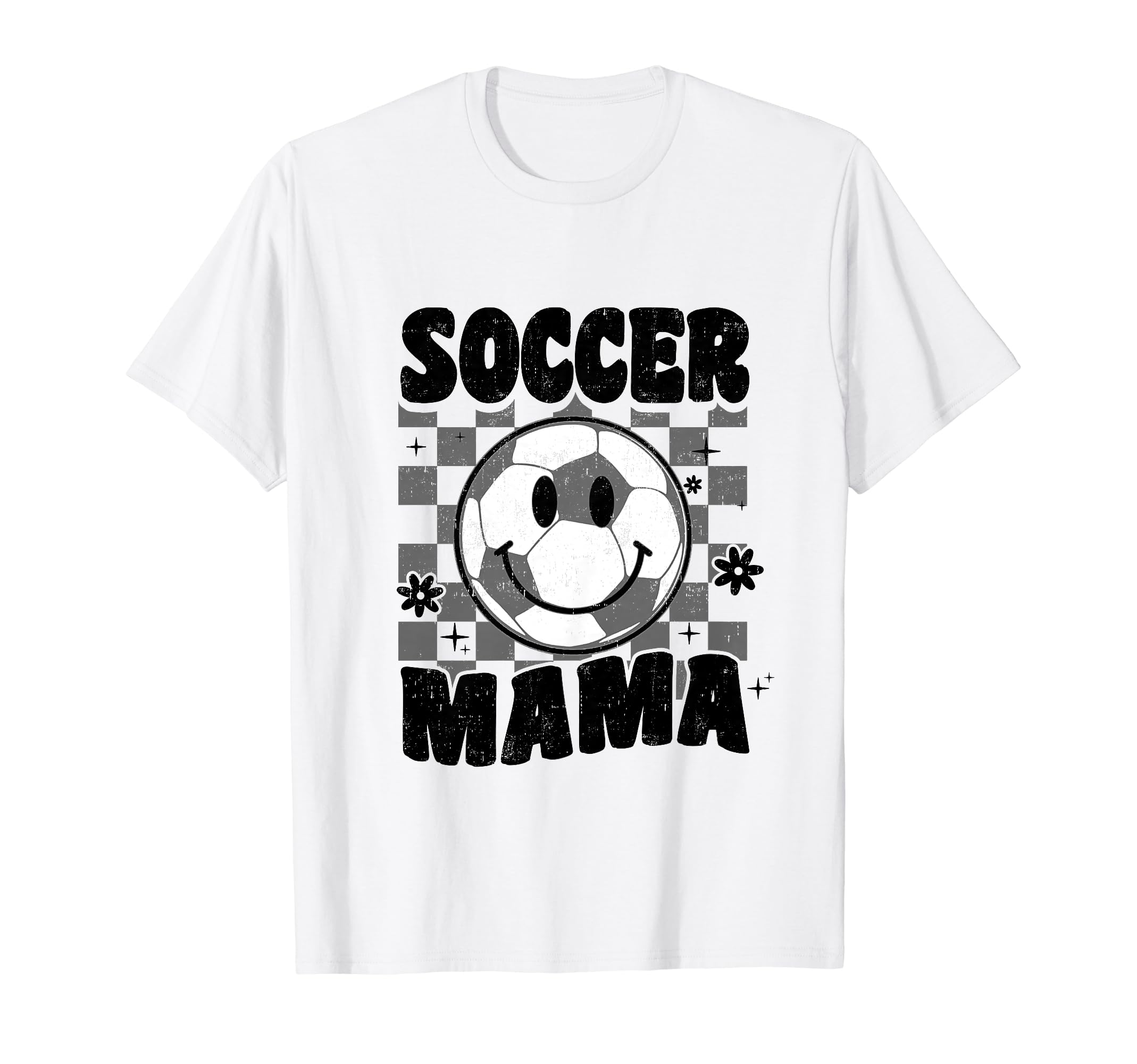 Soccer Mama Checkered Groovy Soccer T-Shirt - Fun Novelty Design Unisex