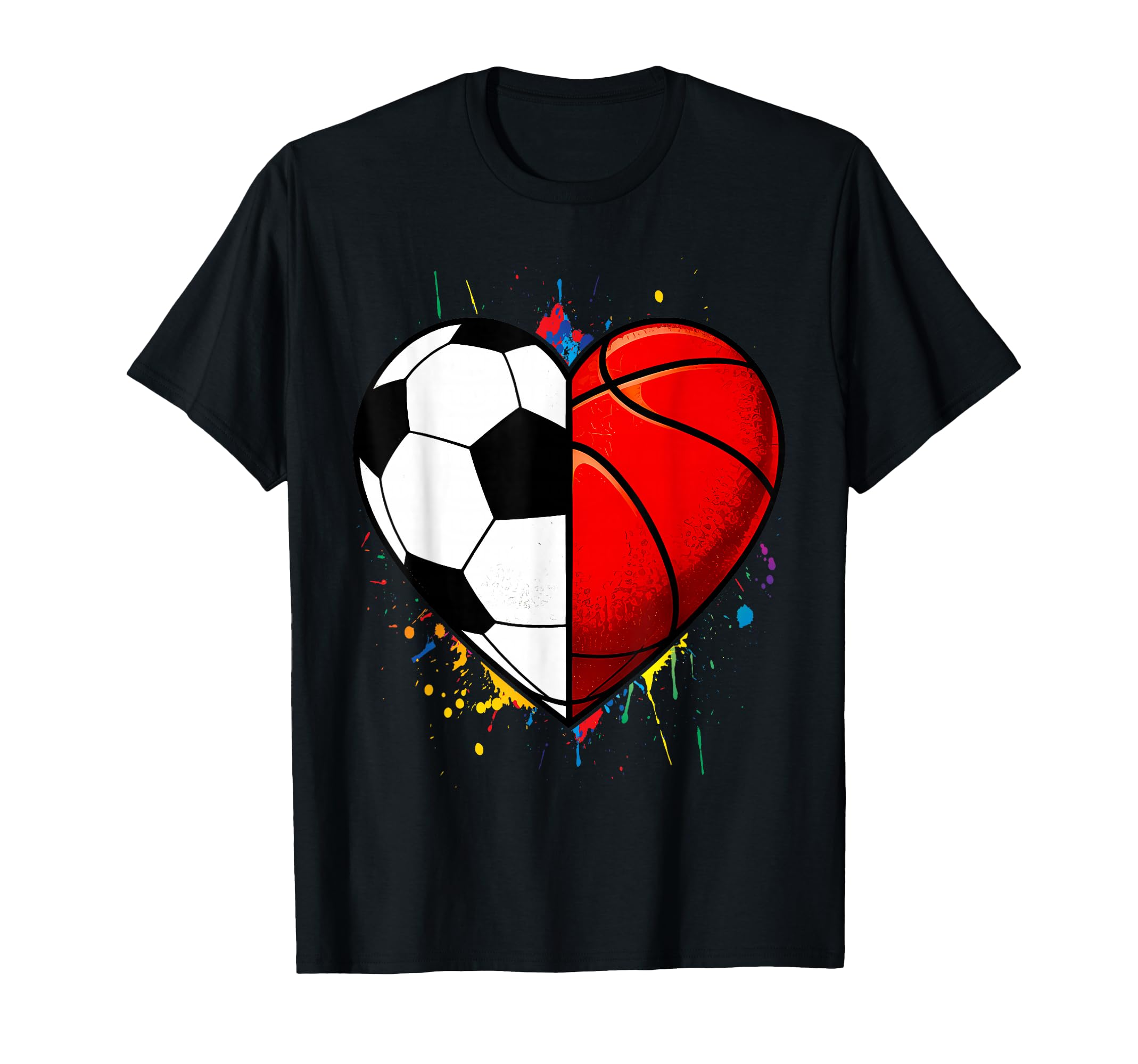 Soccer Basketball Ball Heart Football T-Shirt - Unique Graphic Unisex