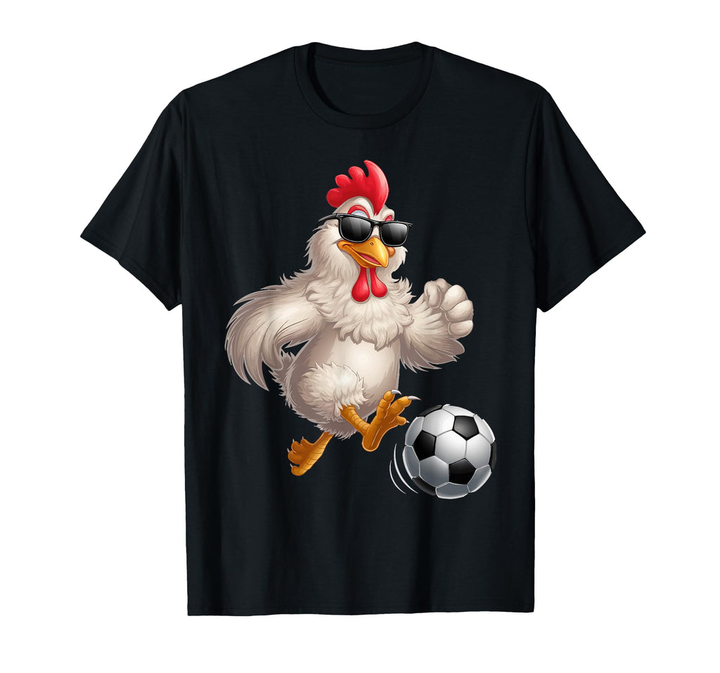 Funny Soccer Chicken Wearing T-Shirt - Aesthetic Graphic for Adults